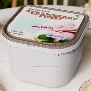 Square Ice Cream Tubs Gelato <b>box</b> 2Ltr 1.8 Quart Plastic with Lids and <b>security</b> lock IML - Product Image 4