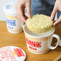 Meilleurs produits de vente 2024 vaisselle en céramique japonaise tasse en céramique bol ménage nouilles instantanées ramen bol avec couvercle