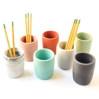 Coupe de crayon en béton minimaliste, bureau moderne, ensemble de bureau en ciment, décoration de bureau, porte-stylo