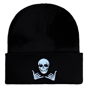 Gorro de Punto Bordado a Mano con Diseño de Calavera, Unisex, Cálido para Invierno, Informal, Ajustable - Product Image 5