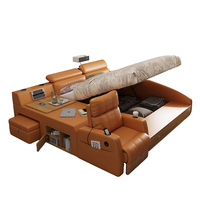 Juego de Sofá Cama de Cuero de Lujo 2025, Tamaño XL, Multifuncional, con Almacenamiento y Función de Masaje, Colchón Doble, Muebles para Dormitorio