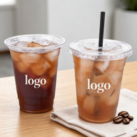 Gobelets en plastique jetables en forme de U avec logo personnalisé, transparents et souples, pour Bubble Tea, avec couvercle, type Boba