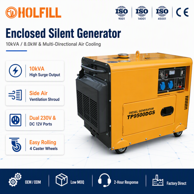 Durable Anti-vibration Electric & Manual Start FW8500 10kva Silent Diesel Generator with 15L Fuel Tank for Construction Work