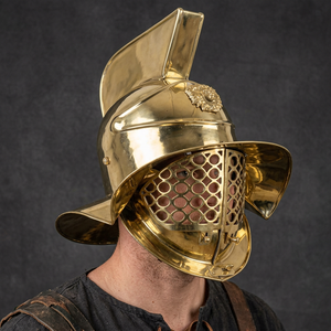 CHk Golden Medieval Rustic Vintage Brass Gladiator Roman Fighter Helmet Antique Finish Digital Printed Home Decor Calvin - Product Image 2
