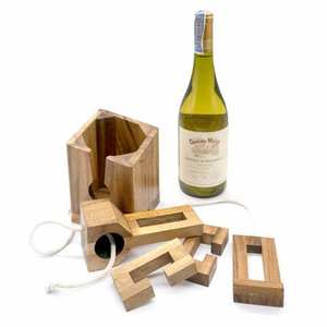 Portabottiglie per <span class=keywords><strong>Vino</strong></span> in Legno Massello Dipinto a Mano, <span class=keywords><strong>Rompicapo</strong></span> 3D Sfidante, Scatola Riutilizzabile, Decorazione Rustica per la Casa, Angelo - Product Image 4