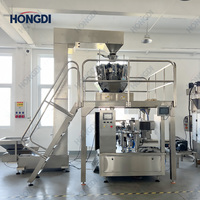 Machine de remplissage et d'emballage entièrement automatique à têtes pondéralles intégrées pour sachets plastiques préformés rotatifs, idéale pour les fruits de mer surgelés