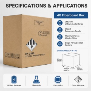 Carton d'emballage pour marchandises dangereuses en fibre de bois 4G extra-résistant à 5 couches, pour le transport aérien de batteries au lithium, boîte <span class=keywords><strong>UN</strong></span> - Product Image 2