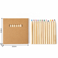 Ensemble de crayons de couleur compacts, 12 couleurs, corps rond en bois, étui en kraft, logo personnalisé, fournitures scolaires pour la peinture, ensemble de crayons à dessin