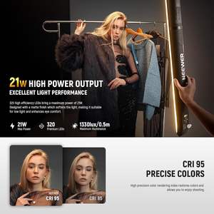 35.5 אור צינור כף יד צינור אור "/90 ס" מ, דו צבע נייד נייד מתנפחים tpu תאורה, 2700-6500k 1300lux 12 - Product Image 3