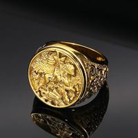 Bague Chevalier Romain en Acier Inoxydable pour Homme, Style Punk Vintage, Bague Chevalière Gothique, Finition Antique 316L