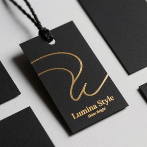 Cartes de remerciement personnalisées noires de luxe en papier recyclé avec logo imprimé mat et nom en feuille d'or pour petites entreprises, vêtements et chaussures - Product Image 3
