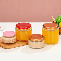 Pot en verre transparent à large ouverture de 100 ml, 180 ml, 220 ml, 280 ml, 380 ml, 500 ml, pour bonbons, confiture, beurre de cacahuète, avec couvercle en métal