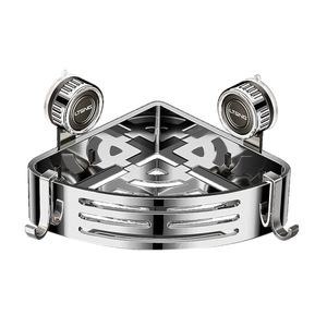 Étagère d'angle à ventouse en acier inoxydable 304 Liteng, double couche, organiseur de rangement pour salle de bain avec crochets pour articles de toilette - Product Image 5