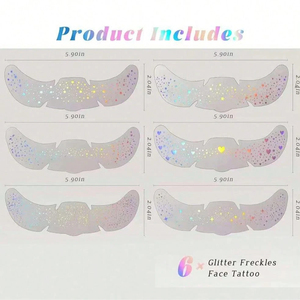 6 Pezzi Adesivi Olografici Glitterati per Viso e Corpo, Tatuaggi Temporanei a Forma di Stella Carina - Product Image 5