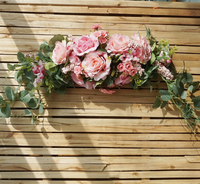 Pernikahan pedesaan bunga lengkung sutra karangan bunga buatan Swag bunga dengan daun hijau mawar peony bunga matahari Dekorasi Rumah