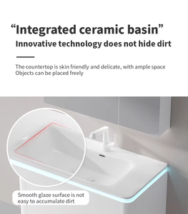 <span class=keywords><strong>Meuble</strong></span>-lavabo mural moderne gris foncé 23-25 pouces en MDF avec vasque en céramique intelligente pour chambre, cuisine, hôtel - Product Image 5