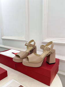 Women Nude Patent Leather Platform <b>Block</b> Heel Sandals with Adjustable Ankle Strap Open Toe - Product Image 2