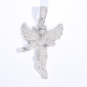 Colgante con forma de ángulo, con incrustaciones de moissanita VVS, certificado GRA, plata 925, chapado en oro de 18K, colgante de joyería personalizado, unisex. - Product Image 4
