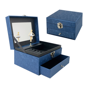 Yiyu OEM/ODM Luxury Hand Crank Blue Floral Ballerina Music Box with Spinning Function Eco-Friendly Paper Jewelry Organizer - Product Image 1