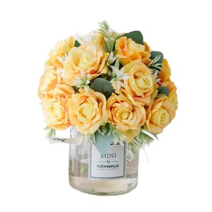 זר פרחי משי מלאכותיים, סידור ורדים מלאכותיים לקישוטי חתונה ועיצוב הבית - Product Image 5