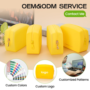 Custom Large Fashionable Lady's Travel <b>Makeup</b> <b>Bag</b> <b>Transparent</b> Silicone Zipper for Storage Washing Yellow Cosmetic Organizer - Product Image 4