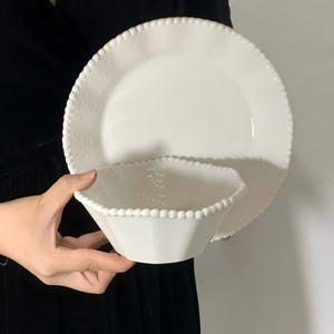 Assiettes en céramique rétro françaises gaufrées en gros, résistantes au lave-vaisselle, écologiques, pour le petit-déjeuner et <span class=keywords><strong>les</strong></span> desserts, pour usage domestique - Product Image 3