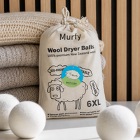 Boules de séchage en laine, lot de 6 XL, 3 pouces, réutilisables, alternative naturelle au conditionneur textile, avec sac de rangement en tissu