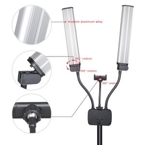 Iluminación Fotográfica de Doble Brazo con Luz LED de Relleno y Pantalla LCD para Estudio Fotográfico, Transmisión en Vivo, Luz de Belleza con Soporte para Teléfono - Product Image 4