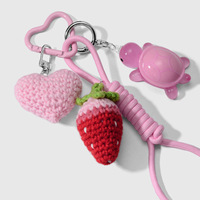 Haakgaren Charme Cherry Sleutelhanger Hanger Handgemaakt Gevlochten Touw Aardbei Fruit Sleutelhanger Voor Dames Meisje Cadeau Accessoires