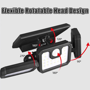 Lámpara Solar de Pared Giratoria de 3 Cabezas, 74 LED, IP65, Sensor de Movimiento PIR, Lámpara de Seguridad, Iluminación para Jardín Exterior, Patio, Camino, Decoración - Product Image 3