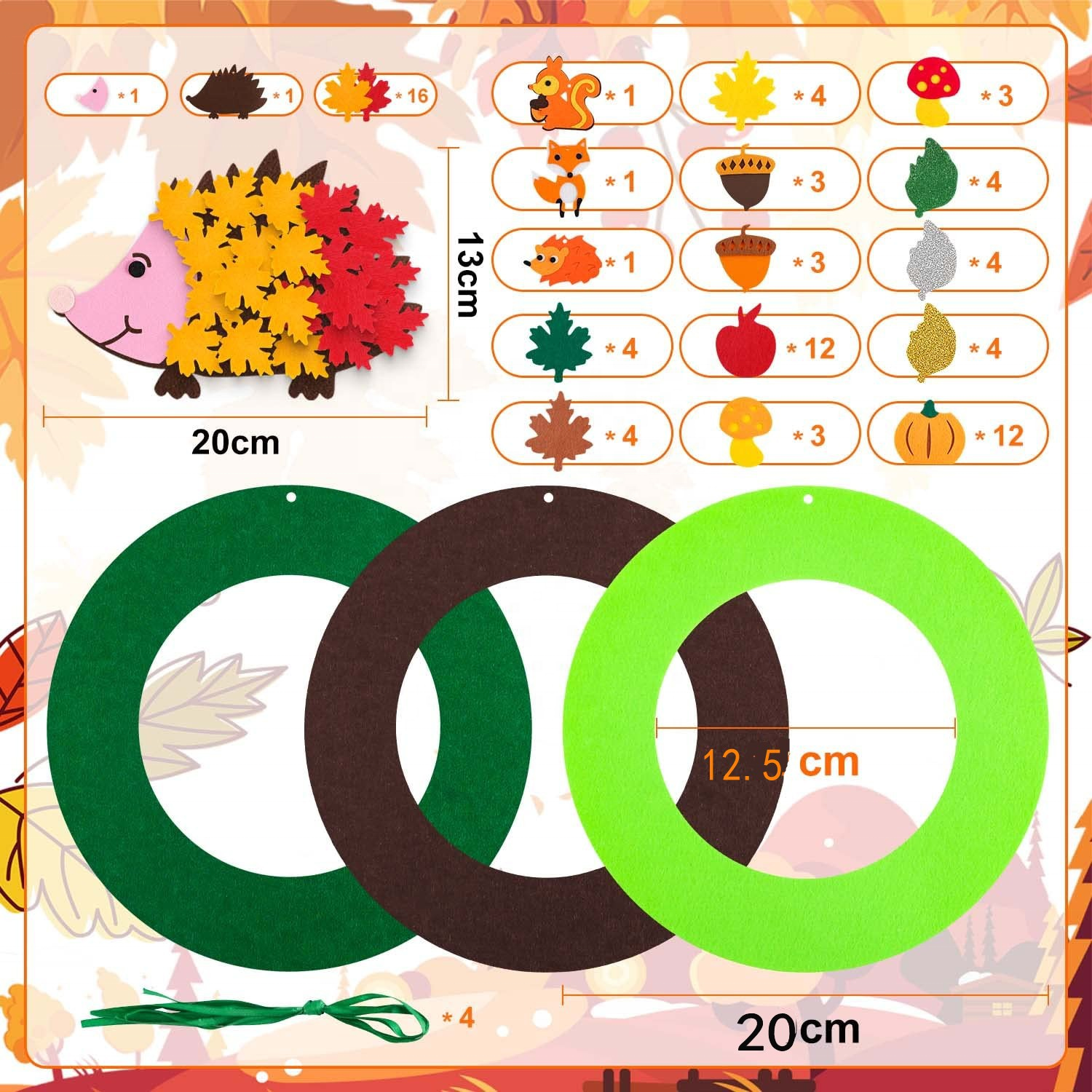 3 M size garlands and 1 hedgehog