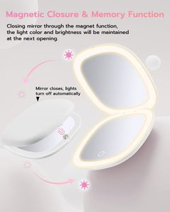 Portable Cosmetic Vanity <b>Mirror</b> with <b>LED</b> Lights Dual Sided Magnifying Foldable Makeup <b>Mirror</b> - Product Image 3