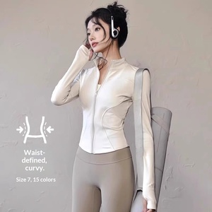 Chaqueta Deportiva Ajustada <span class=keywords><strong>Super</strong></span> Adelgazante de Manga Larga en Spandex/Poliéster para Mujer, Top de Yoga Lulu de Secado Rápido para Deportes al Aire Libre y Running - Product Image 1
