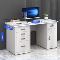 Bureau de travail en acier verrouillable avec 5 tiroirs, armoire de rangement sécurisée, poste de travail moderne et durable, bureau à domicile, salle d'étude, montage facile