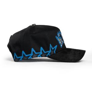 Gorras Personalizadas Barbas de 5 Paneles de Gamuza Dobby, Gorra de Béisbol con Letras 'BBB' Metálicas y Estampado de Estrella Azul - Product Image 4