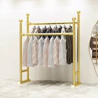 Estante de metal doble sencillo para ropa de mujer y niños, perchero de exhibición tipo isla, estantería moderna ajustable en altura