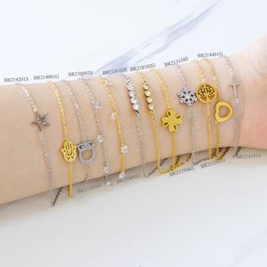 Bracelet en acier inoxydable plaqué or 18 carats, résistant à l'eau, non décolorant, vente en gros de bijoux Ason pour femmes - Product Image 1