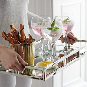 Mirrored Vanity <strong>Tray</strong> <strong>Decorative</strong> <strong>Tray</strong> with Chrome Rails for Display Perfume Vanity <strong>Dresser</strong> and Bathroom Elegant Mirror <strong>Tray</strong> - Product Image 2