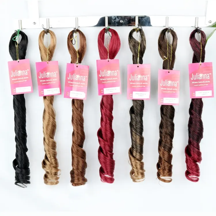 Offre Spéciale Julianna Poney style 24 pouces femmes noires de cheveux en fibres synthétiques yaki perm cheveux de tressage yaki poney tressage cheveux