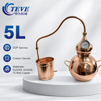 Équipement de distillation d'huiles essentielles en cuivre électrique continu domestique de petite taille Teve 5L, service OEM/ODM accepté