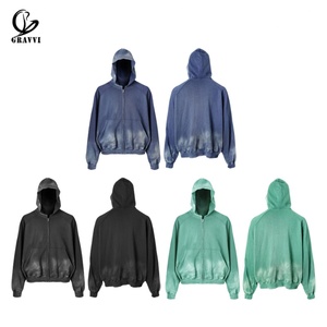เสื้อฮู้ดดี้สตรีทแวร์ทรงโอเวอร์ไซส์ ผ้าฝ้าย 100% หนัก 400 กรัม ล้างสีแบบวินเทจ สไตล์ลำลอง พร้อมปักโลโก้ตามสั่ง สำหรับผู้ชาย - Product Image 1
