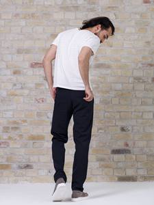 Men Casual Straight <b>Chino</b> Pants Dark Blue <b>Elastic</b> <b>Waist</b> Modern Design Comfortable Winter Trousers with Custom Logo - Product Image 4