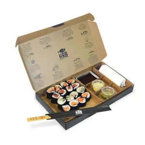 Food Grade Disposable Take Out To Go Paper Delivery Packaging Sushi Takeaway Box With Clear PET Window