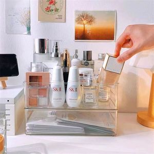 Acrylic Desktop Storage <b>Box</b> Transparent Rectangular With Drawers 1L Capacity For Makeup Organizers On Table - Product Image 4
