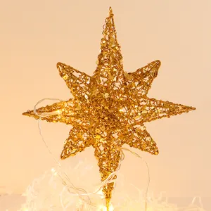 2023 Amazon Top Seller Glitter Gold Tree Topper Star für Weihnachts dekoration