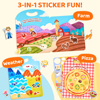 Joycat Enfants Autocollant Gelée Livre Bulle Livre Maternelle Ferme Météo Pizza Éducation Précoce Cognitif Calme Livre Jouet Éducatif