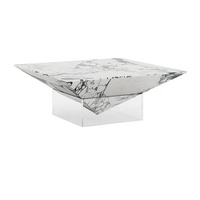 Table basse minimaliste moderne en acrylique, marbre naturel flottant transparent pour socle, piédestal, table basse centrale