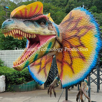 Modèle de robot animatronique tête de dinosaure Dilophosaurus pour entrée de parc à thème, attraction et décoration extérieure de parc
