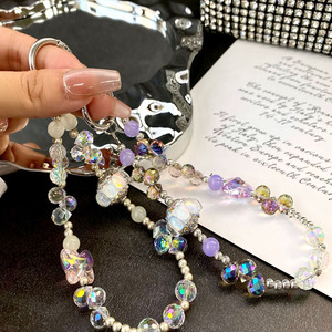 سلسلة هاتف محمول على شكل سوار مرصع بالأحجار الكريمة بتصميم فتاة سحرية، سلسلة خرز يدوية الصنع قصيرة، قلادة للمعصم، مشبك سوار - Product Image 2