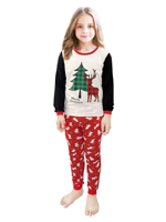 Pyjamas de famille assortis, imprimé sapin de Noël et rennes, vêtements de nuit doux et respirants, tenue de vacances à manches longues pour toute la famille